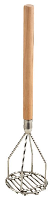 5" Round Potato Masher with 24" Wooden Handle